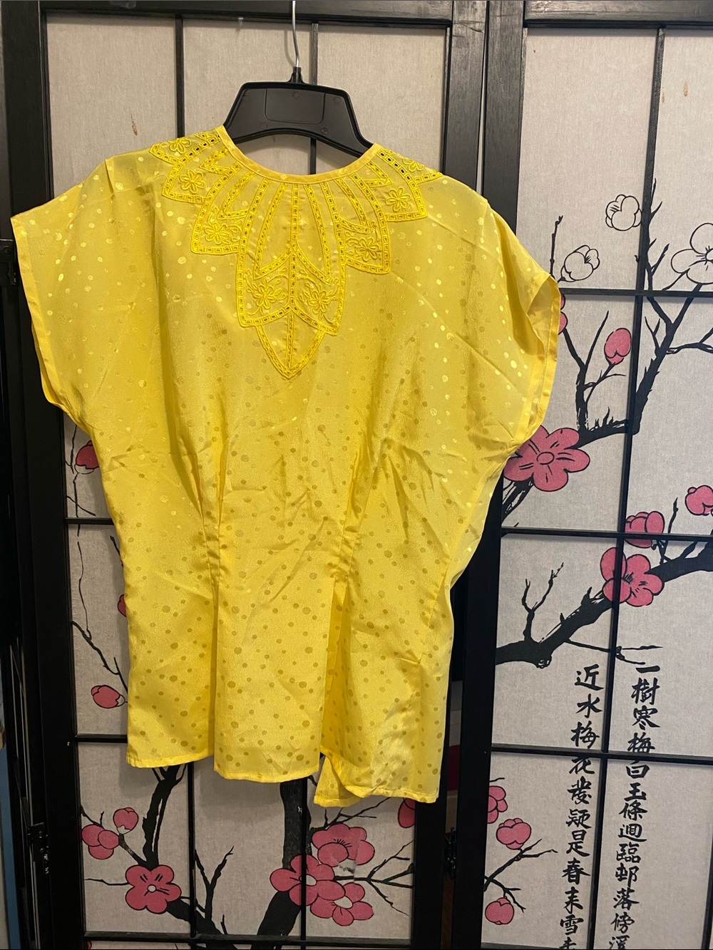 Local European Bright Yellow Embroidered Neck Tunic